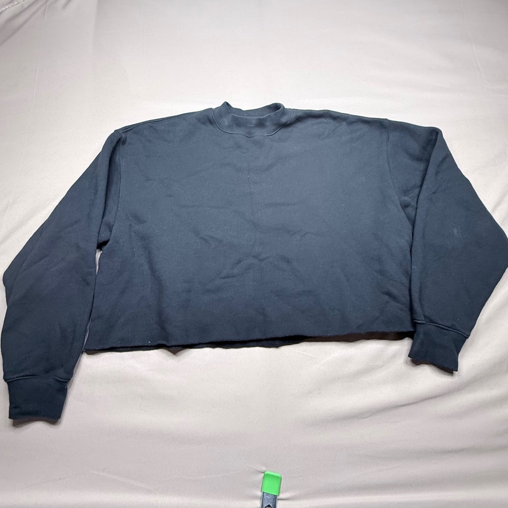 Fear of God Essentials Mock Neck Cropped Sweatshirt Black XS Raw Hem